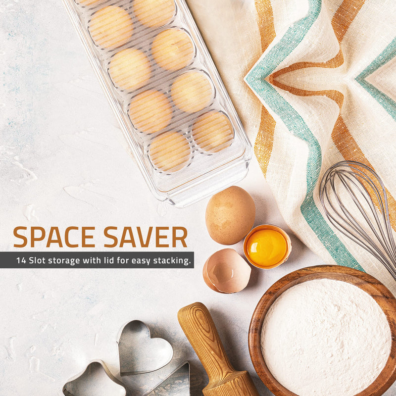 Utopia Home Egg Container For Refrigerator - 14 Egg Container With Lid & Handle, Egg Holder For Refrigerator, Egg Storage & Egg Tray (Pack of 1) - NewNest Australia