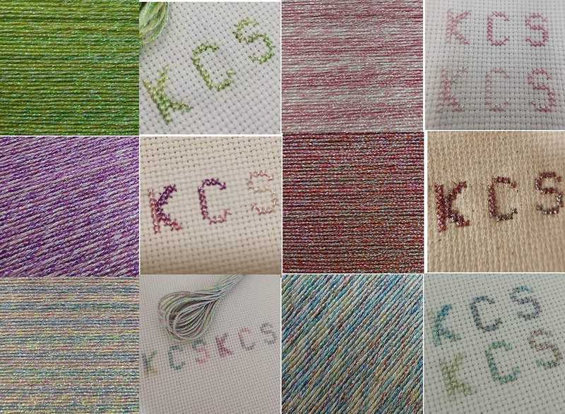 KCS 6-Strand Cross Stitch Metallic Variegated Pearl Shiny Embroidery Floss (6 skeins, Multicolored 2) - NewNest Australia