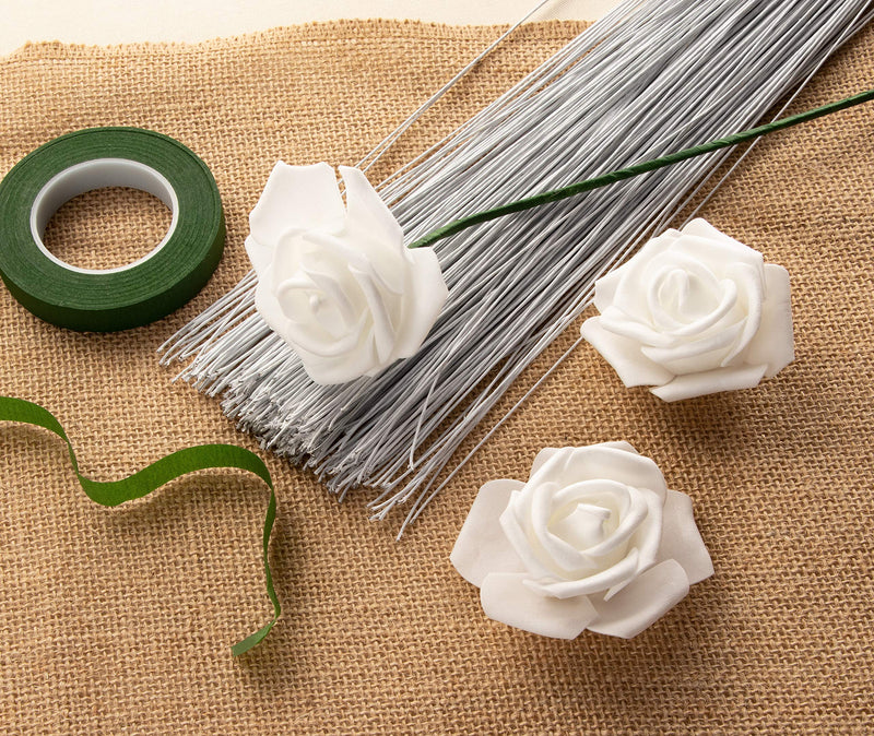 Floral Wire - 300 Piece Flower Wire, 22 Gauge Floral Stem Wire for Florist Flower Arrangement, Bouquet Stem Warpping and DIY Craft, White, 16 Inches - NewNest Australia