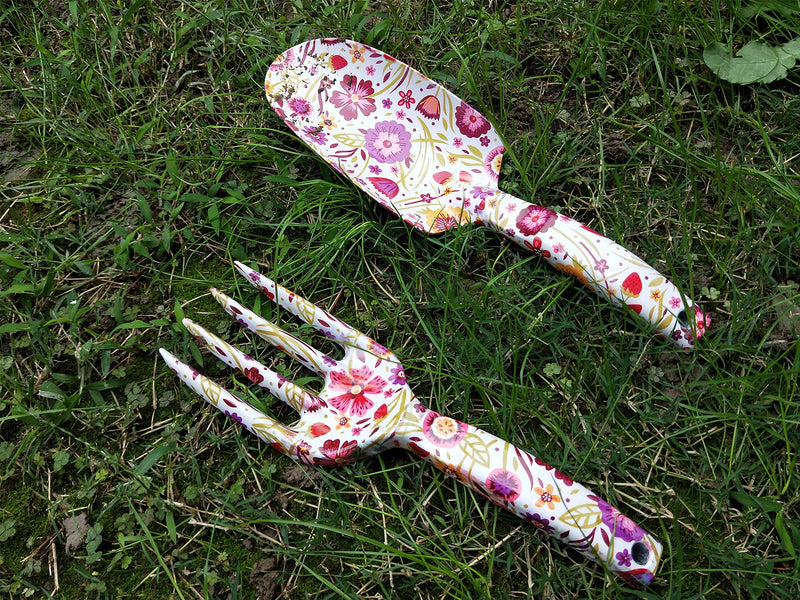 Megawodar Floral Print Garden Tools Set for Women Trowel and Fork - NewNest Australia