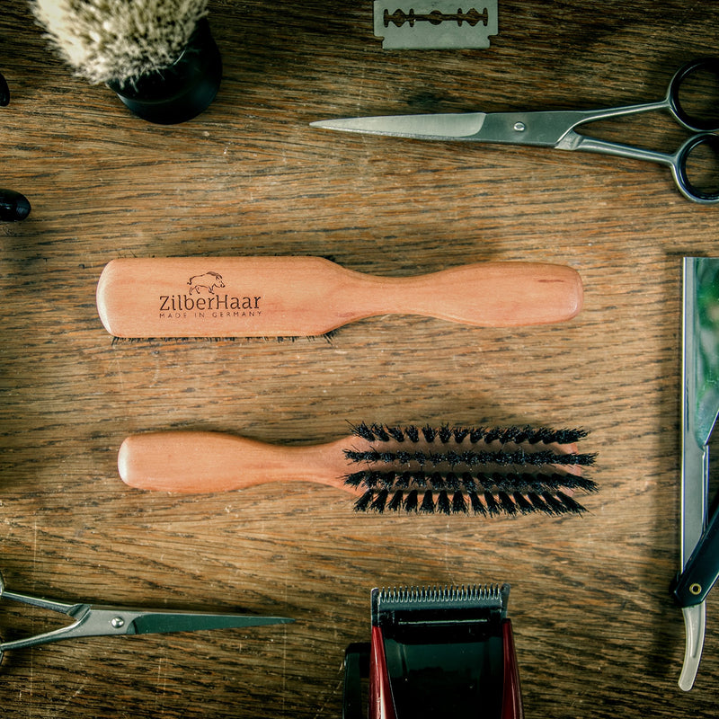 Zilberhaar Beard Brush (Soft Bristles) | 100% wild boar bristles with pear wood | Works With All Beard Balms & Oils | Made in Germany - NewNest Australia