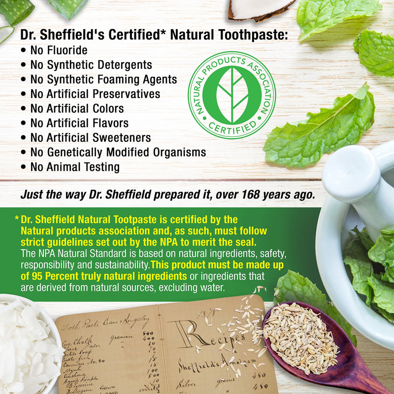 Dr. Sheffield’s Certified Natural Toothpaste (Extra-Whitening) - Great Tasting, Fluoride Free Toothpaste/Freshen Your Breath, Whiten Your Teeth, Reduce Plaque (2-Pack) Extra Whitening Natural Mint - NewNest Australia