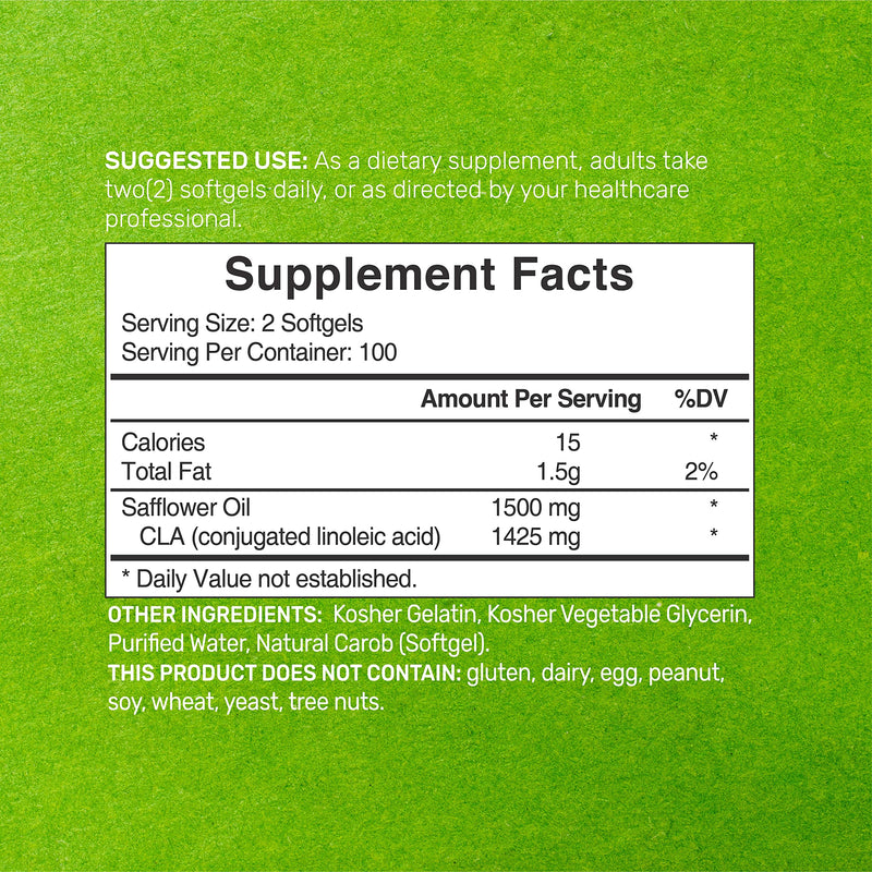 CLA 1500mg Per Serving, 200 Softgels, Extra Strength 95% Conjugated Linoleic Acid from Safflower Oil, Non-GMO, No Gluten - NewNest Australia