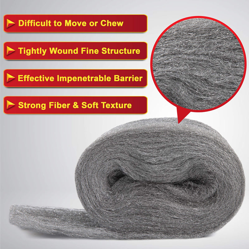 MAPORCH 2 Pack Steel Wool, 3.2”x7.5 Ft Control Fill Fabric, Gap Blocker, Brass Wool to Protect Annoying Animals Away from Holes, Pipeline, Wall Cracks, Vents in Garden, House, Garage - NewNest Australia