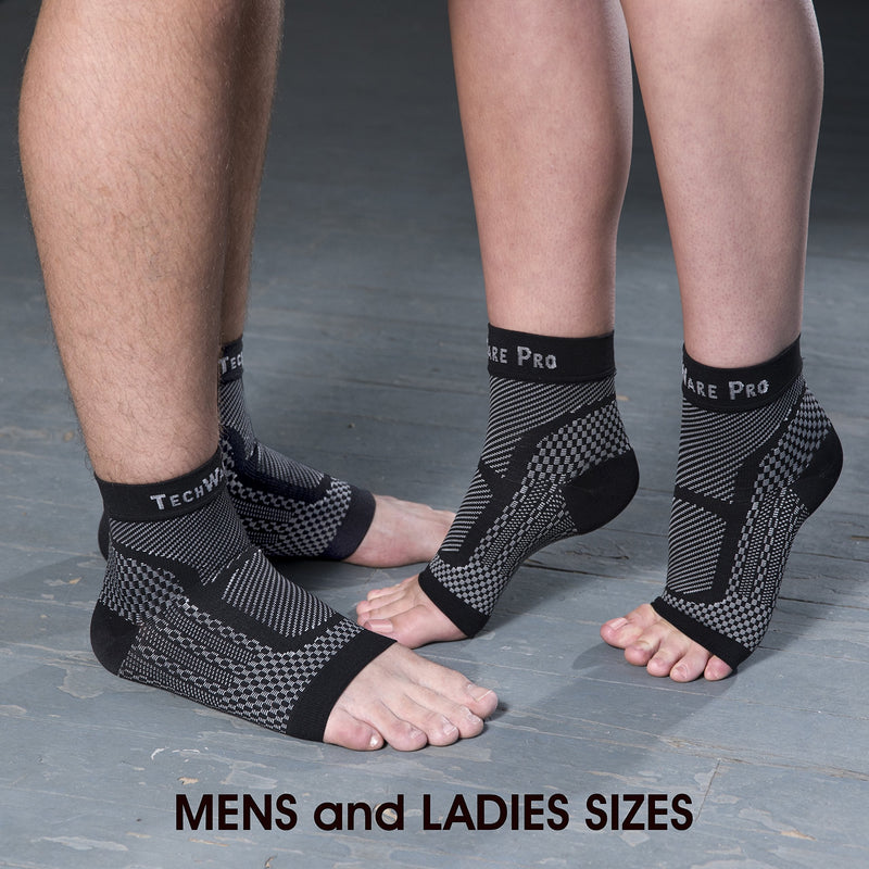 TechWare Pro Ankle Brace Compression Sleeve - Relieves Achilles Tendonitis, Joint Pain. Plantar Fasciitis Sock with Foot Arch Support Reduces Swelling & Heel Spur Pain. Injury Recovery for Sports Black L / XL (see size chart) - NewNest Australia