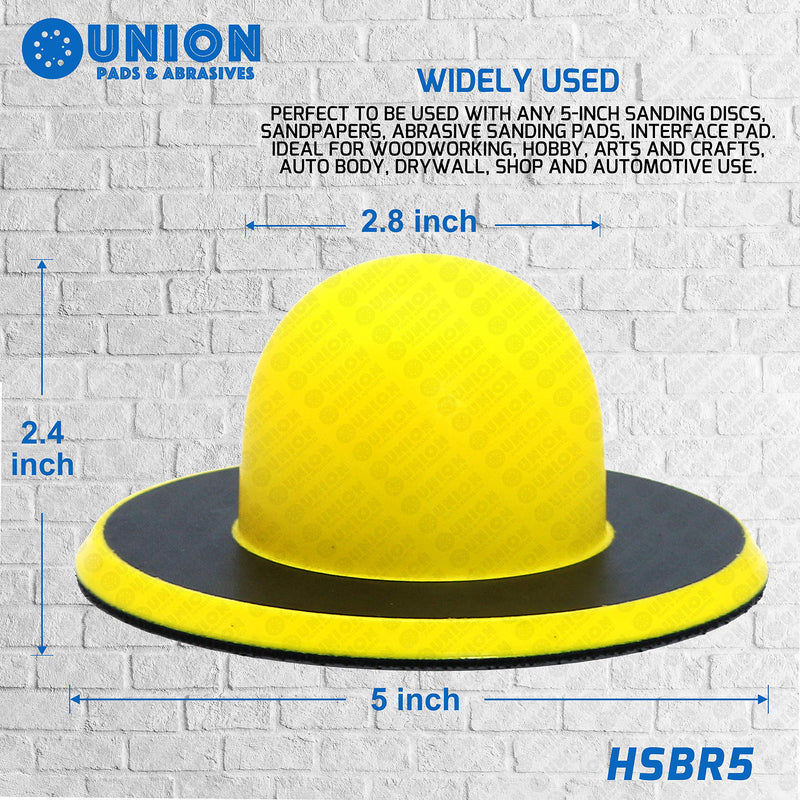 Union Pads & Abrasives HSBR5 5 Inch Hook & Loop Round Sanding Block, Hand Sanding Block Pad/Manual Sander Ideal Loop Block For Wood, Furniture, Auto Body Metal Polish Block, Glass Polishing/Buffing 5 Inch Round Sanding Block - NewNest Australia