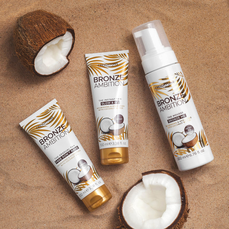 Creightons Bronze Ambition The Gradual Tan Fake Don't Bake (100ml) - Gradual tanning formula blended with coconut oil to create a natural, long lasting & streak-free tan,1 Pack - NewNest Australia