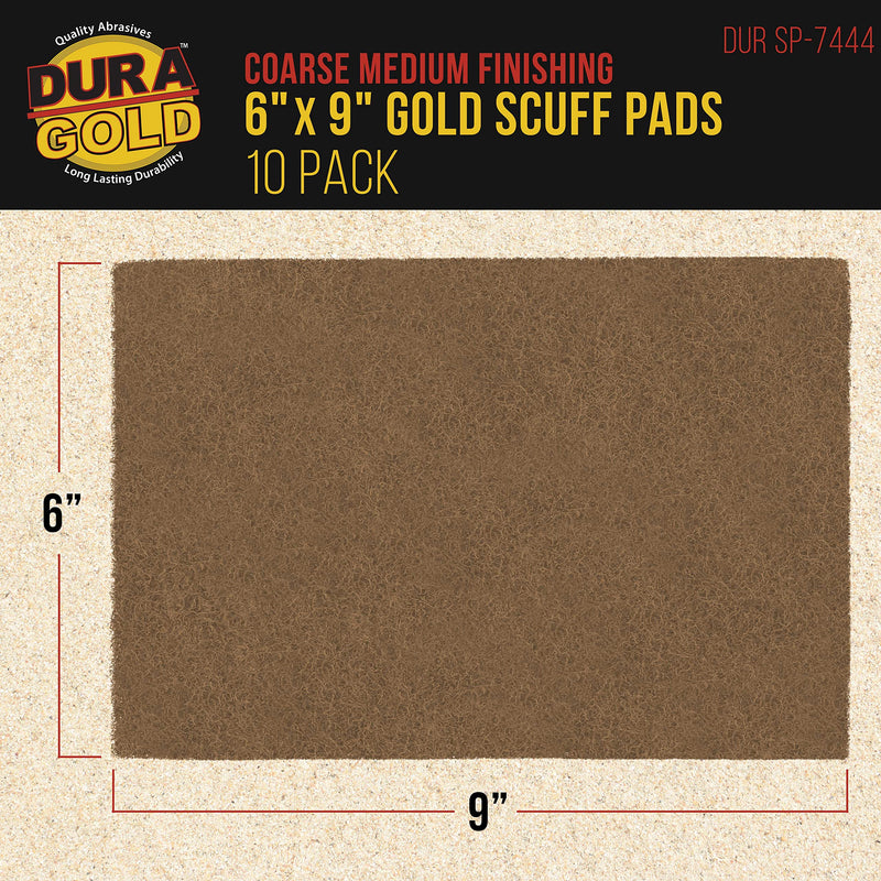 Dura-Gold Premium 6" x 9" Gold Coarse Scuff Pads, Box of 10 - Scuffing, Scouring, Sanding, Paint Primer Prep Adhesion Scratch - Surface Preparation For Automotive Car Auto Body Repair Woodworking Wood - NewNest Australia