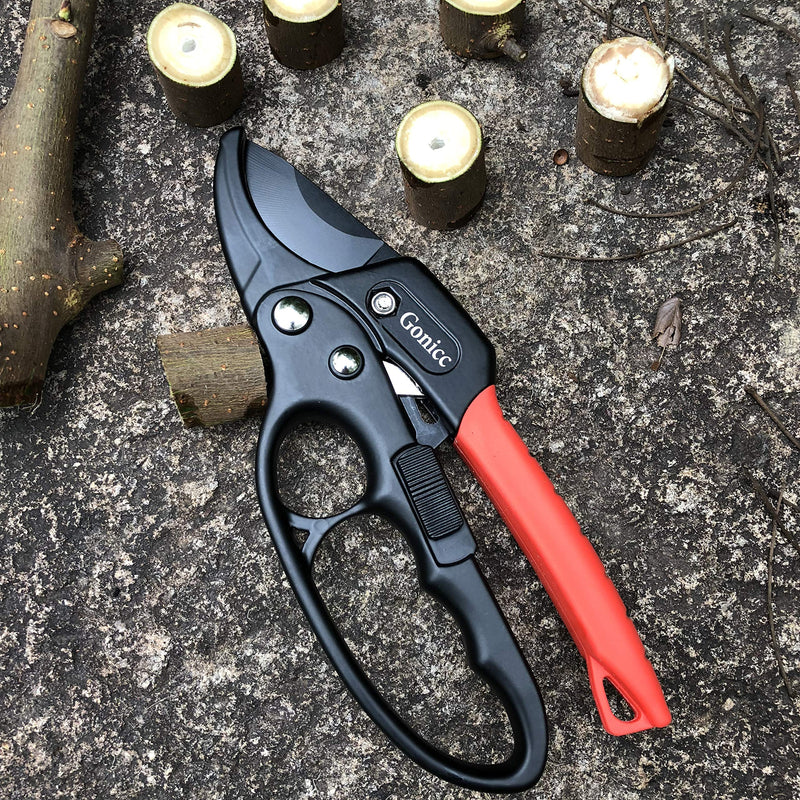 gonicc 8" Professional Ratchet Anvil Pruning Shears (GPPS-1011), Ratcheting Mechanism, Anvil Groove Design, Reinforced Design Handle, Garden Shears Clippers, Anvil Pruner, Hand Tools Scissors Loppers - NewNest Australia