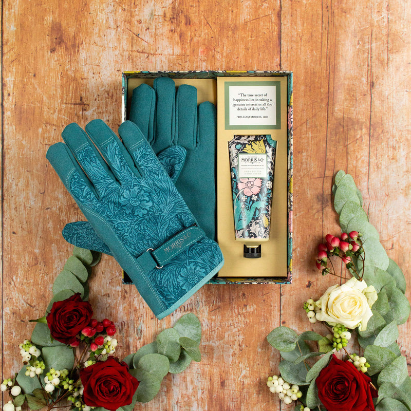 Morris Honeysuckle and Pink Clay Gardening Glove Kit with Pair of Cotton Gardening Gloves and Hand Cream in Gift Box, 455 g - NewNest Australia