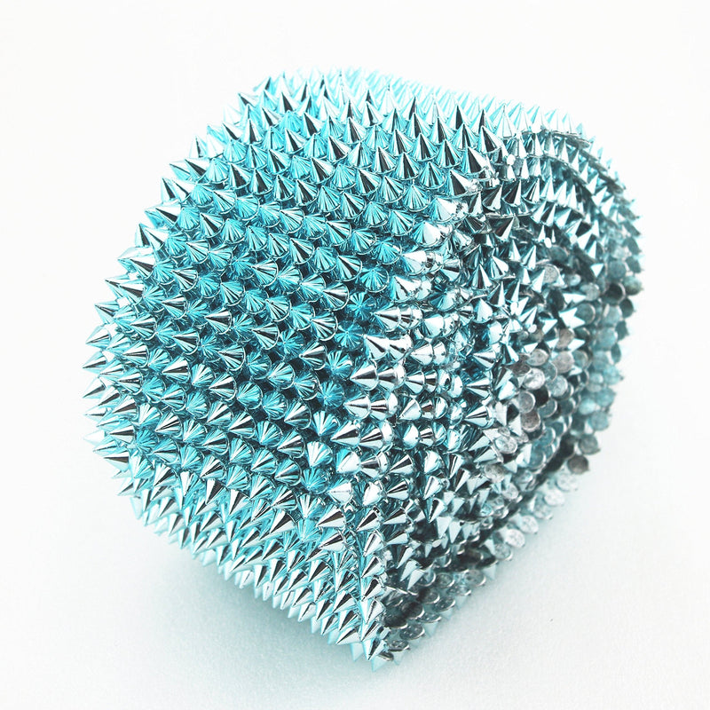 AEAOA 1 Yard Sew Stitch On Spike Stud Cone Flatback Punk Rock Trim mesh Bead Craft (Baby Blue) Baby Blue - NewNest Australia