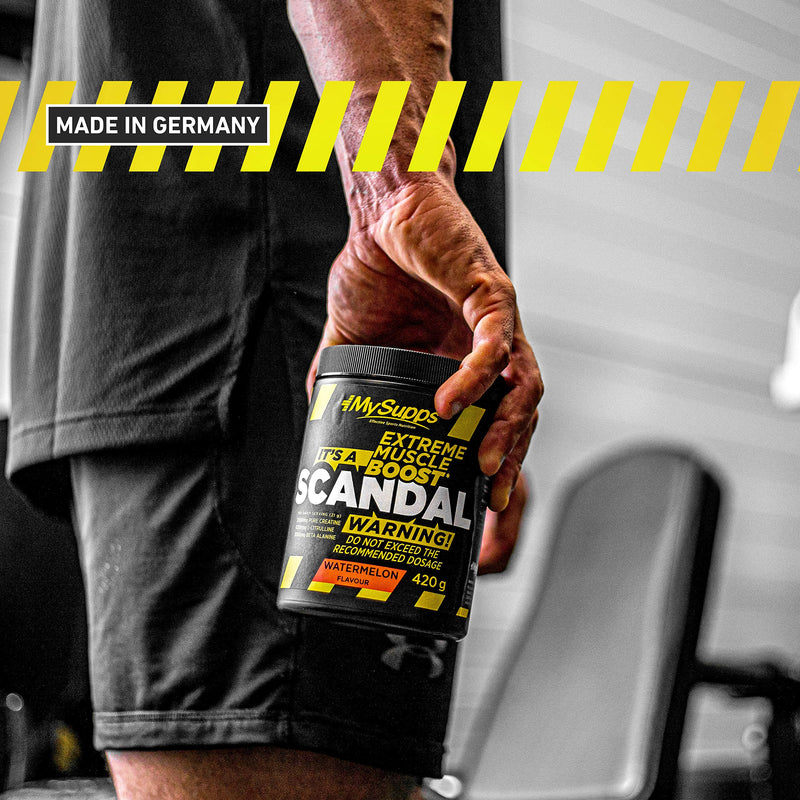 My Supps Scandal - Pre Workout Booster - Your High Dose Workout Booster For Every Day - With Extra Citrulline, Caffeine & Creatine, Made In Germany - 420 G (Green Apple) - NewNest Australia