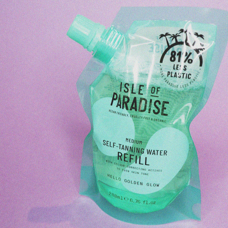 Isle of Paradise Fake Tan Water Refill, Green (200 ml) Hydrating Self Tanning Water, Natural Ingredients & Vegan, medium - NewNest Australia