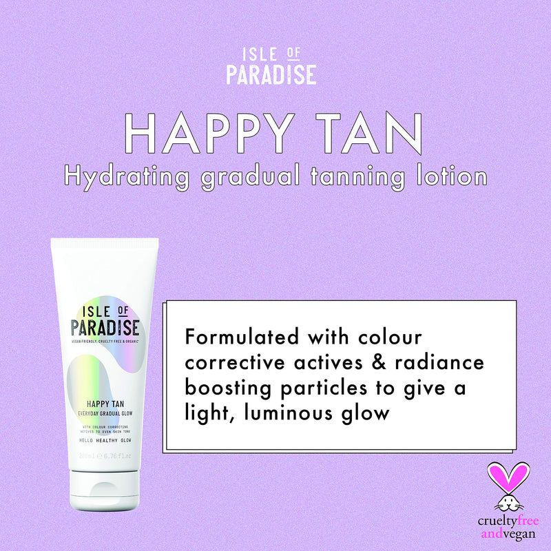 Isle of Paradise HAPPY TAN Fake Tan Lotion (200 ml) Gradual Self Tanning Skin Care Natural Ingredients & Vegan - NewNest Australia