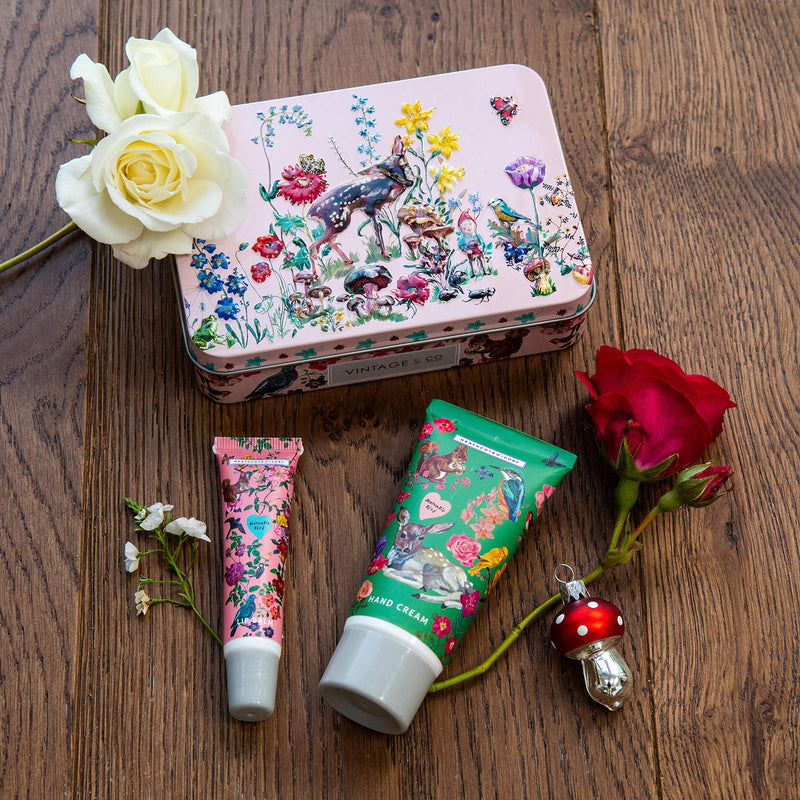 Nathalie Lete Forest Folk Hand & Lip Tin Gift Set, 50ml Hand Cream & 10ml Lip Balm Hand and Lip Tin - NewNest Australia