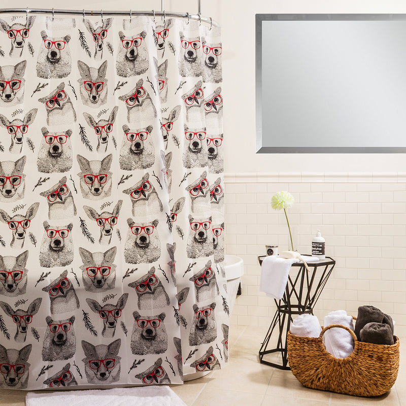 Splash Home PEVA 5G Woodland Creatures Shower curtain Liner Design for Bathroom Showers and Bathtubs - Free of PVC Chlorine and Chemical Smell - Eco-Friendly - 100% Waterproof, 72 X 70 inch - Red - NewNest Australia