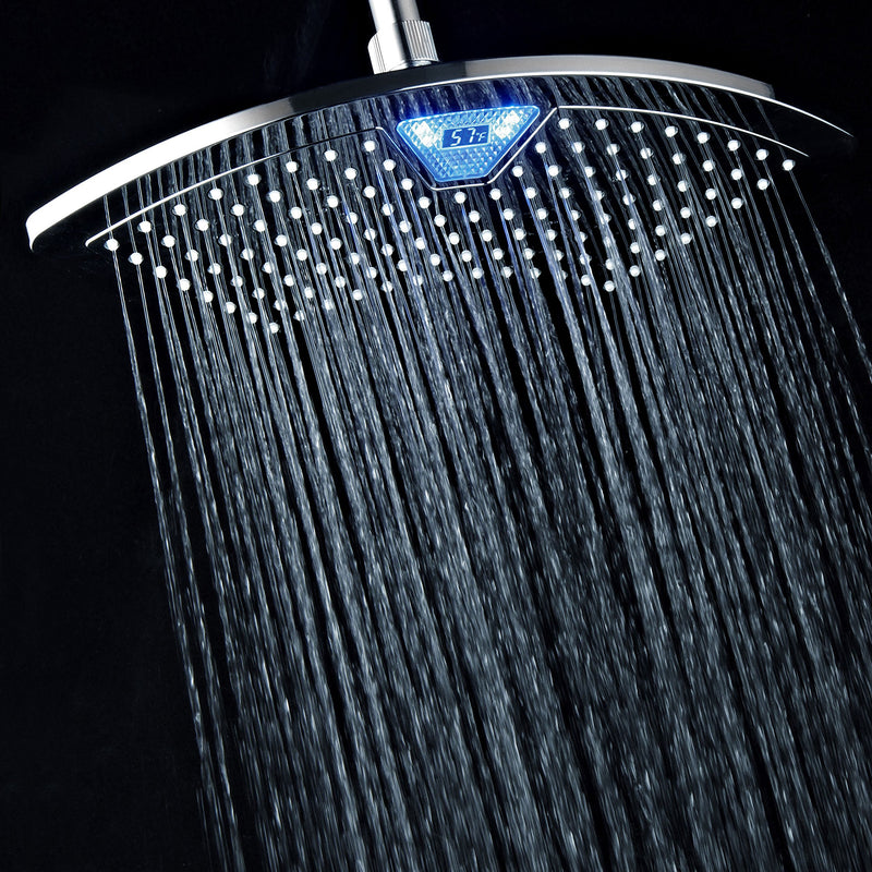 Dream Spa AquaFan 12 inch All-Chrome Rainfall-LED-Shower-Head with Color-Changing LED/LCD Temperature Display - NewNest Australia