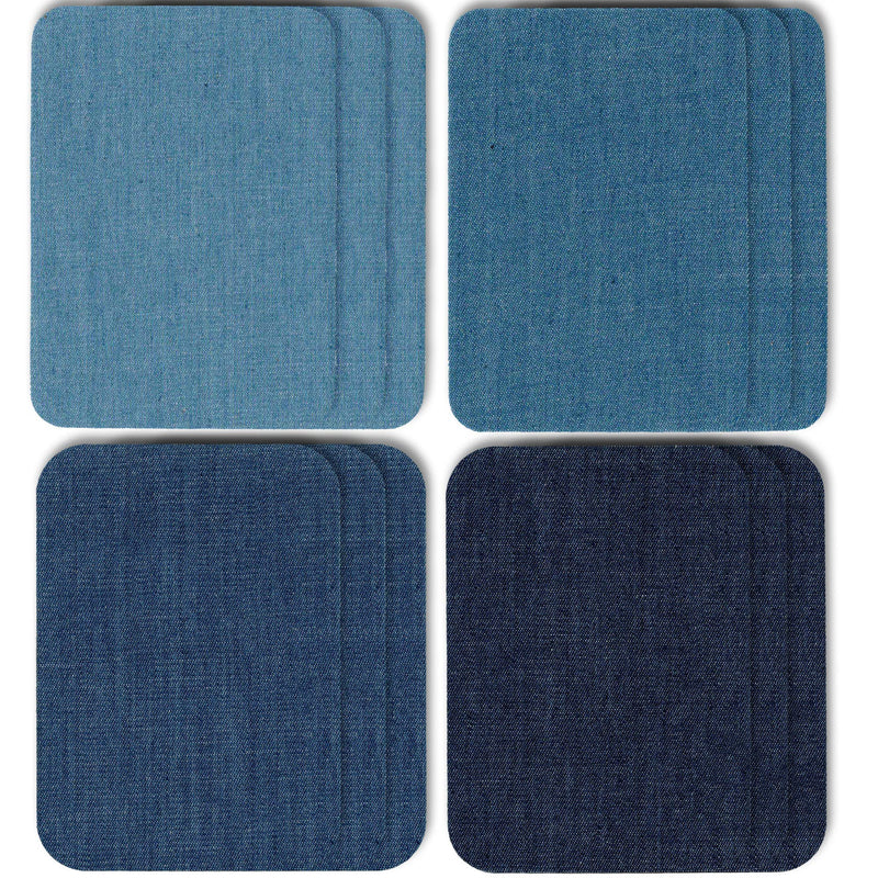 ZEFFFKA Premium Quality Denim Iron-on Jean Patches Inside & Outside Strongest Glue 100% Cotton Assorted Shades of Blue Repair Decorating Kit 12 Pieces Size 3" by 4-1/4" (7.5 cm x 10.5 cm) - NewNest Australia