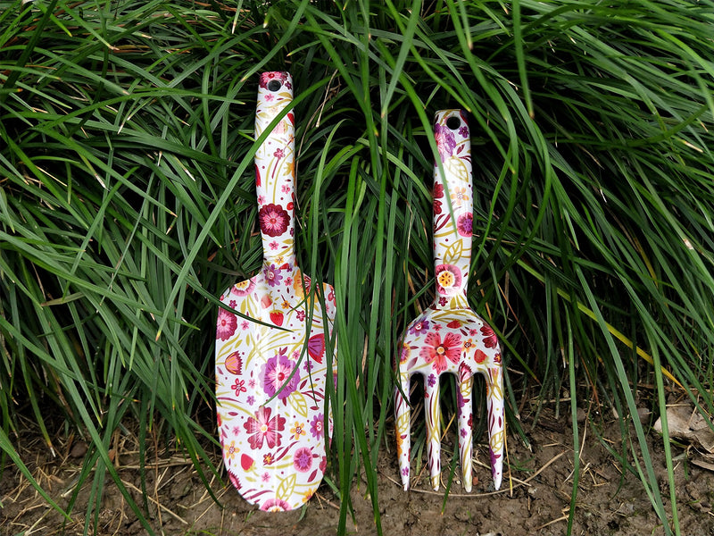 Megawodar Floral Print Garden Tools Set for Women Trowel and Fork - NewNest Australia