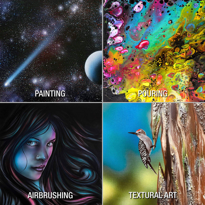 U.S. Art Supply 8 x 10 inch Stretched Canvas 12-Ounce Primed 4-Pack - Professional Black Blank 3/4" Profile Heavy-Weight Gesso Acid Free Bulk Pack - Painting, Acrylic Pouring, Oil Paint 8" x 10" - NewNest Australia