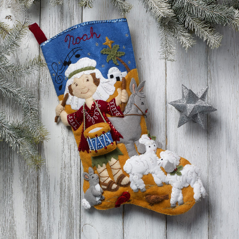 Bucilla, Drummer Boy 18" Felt Applique Stocking Making Kit, Perfect for DIY Needlepoint Arts and Crafts, 89480E - NewNest Australia