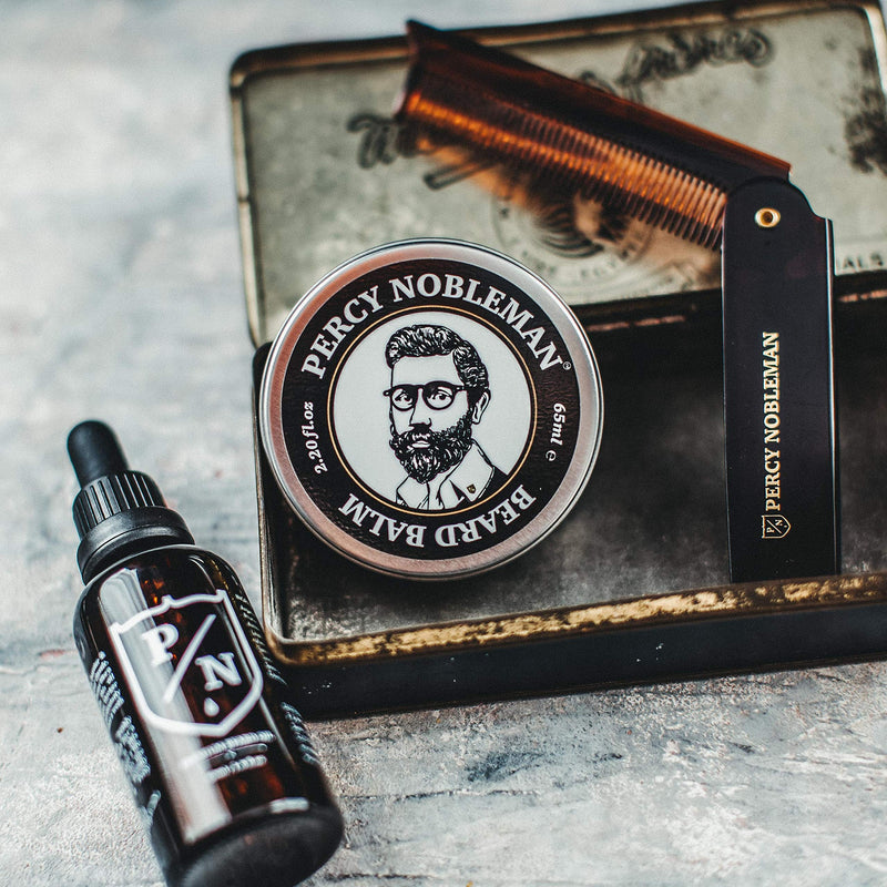 Percy Nobleman Premium Beard Grooming Kit, a limited edition beard grooming kit, includes a premium beard oil, beard balm and foldable comb. - NewNest Australia