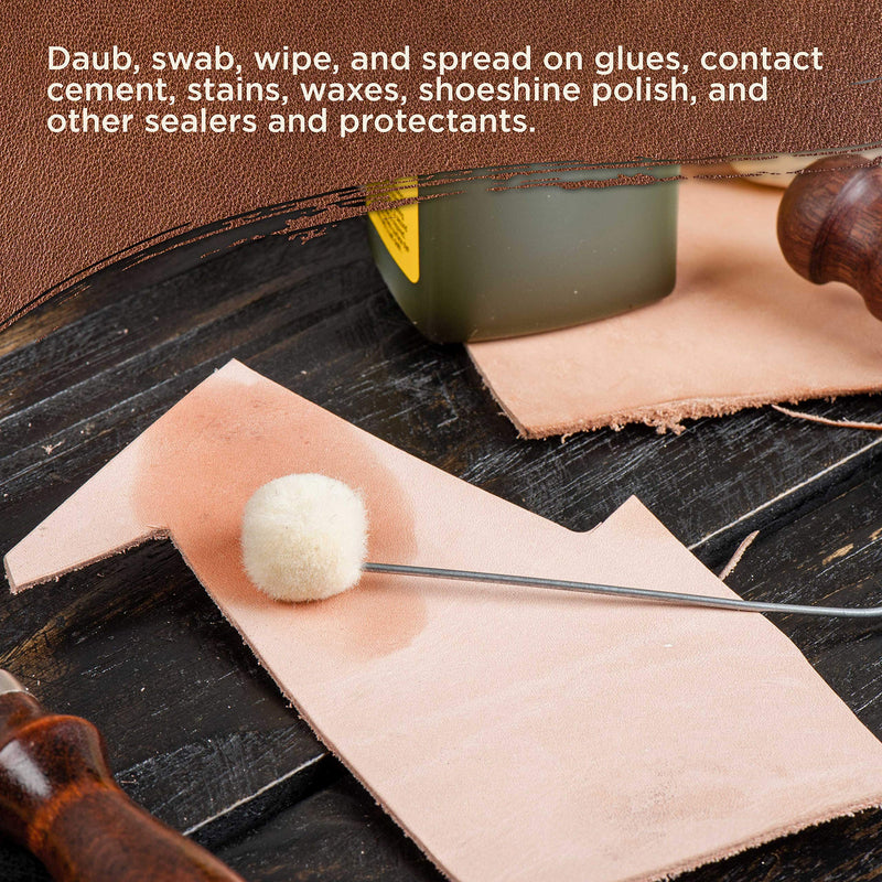 TCP Global Wool Daubers Ball Brush (Pack of 100) - Applicator Tool for Leather Dye, Dying, Staining, Crafting, DIY Crafts Projects, Gluing, Contact Cement, Shoe Shine Polish - Daub, Swab, Wipe, Spread - NewNest Australia