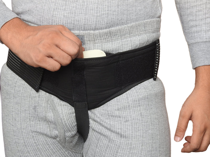 Wonder Care - Black Inguinal Hernia Support Truss for Single Inguinal or Sports Hernia with one Removable Compression Pads & Adjustable Groin Straps Surgery & Injury Recover (Left XL-40-45 inches) XL(40"-45") Single-left - NewNest Australia