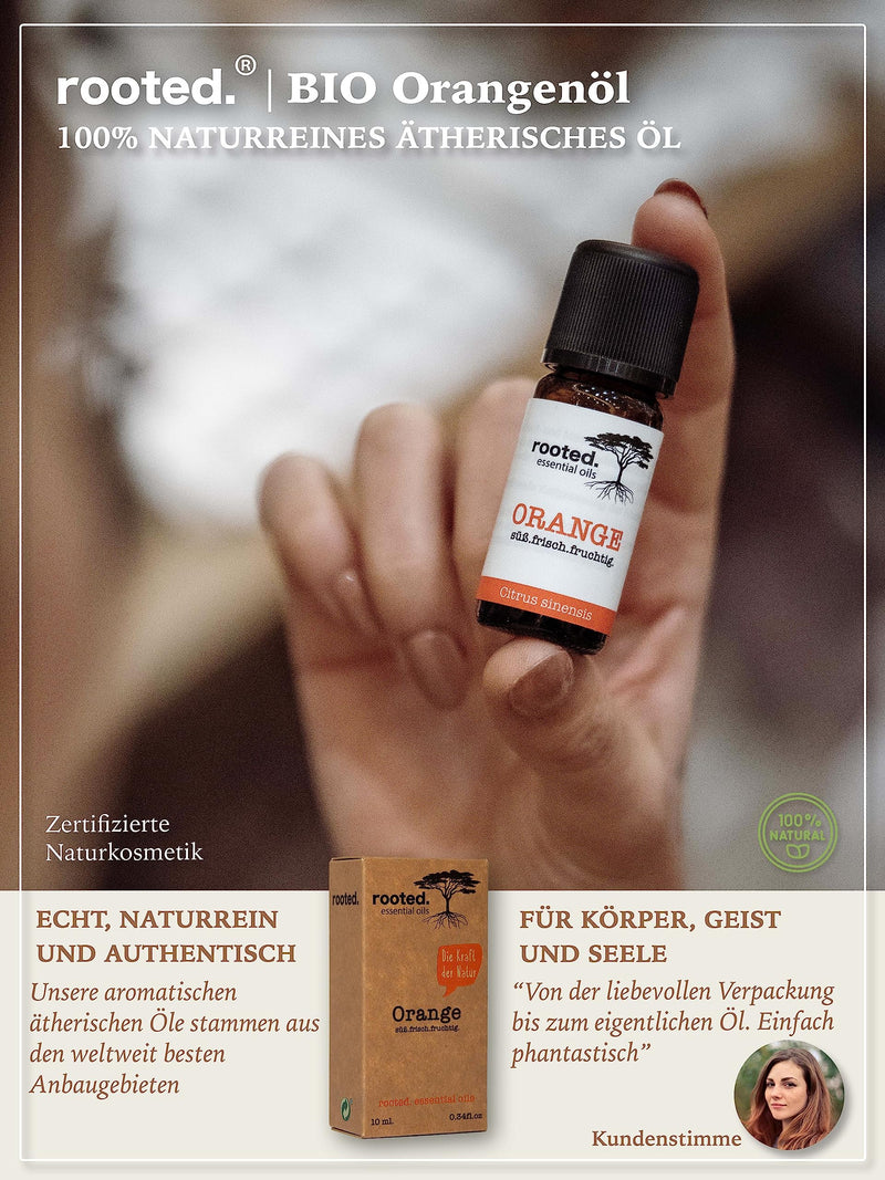Rooted. | The Original | 10Ml Organic Orange Oil | Certified Natural Cosmetics | Orange (Citrus Sinensis) | 100% Pure Natural Orange Essential Oil For Natural Cosmetics, Aromatherapy, Scented Candles And Soaps - NewNest Australia
