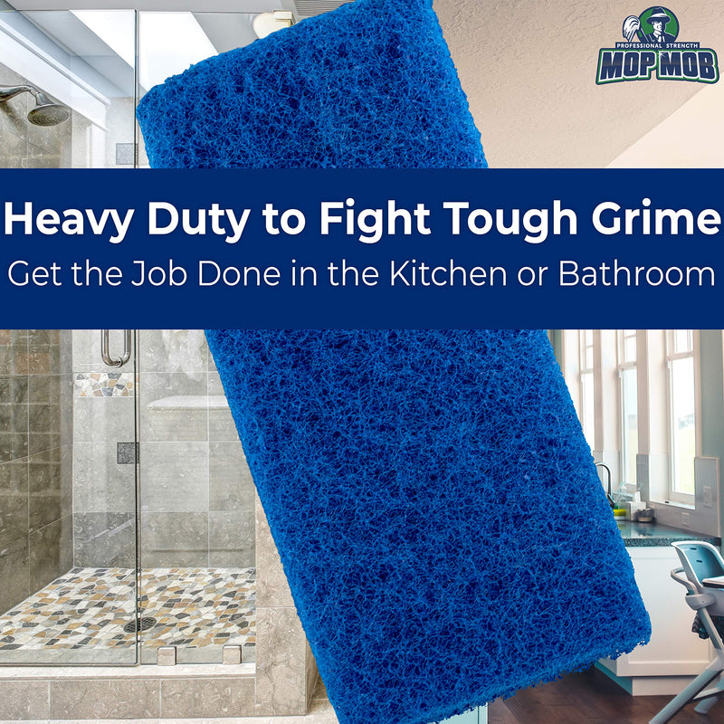 Medium Duty XL Blue Scouring Pad 2 Pack. 10 x 4.5in Large Multipurpose Nylon Scrubbing Sponges. Clean Kitchens, Bathrooms, Counters and Floors to Erase Grime and Make Surfaces Sparkle 1 - NewNest Australia