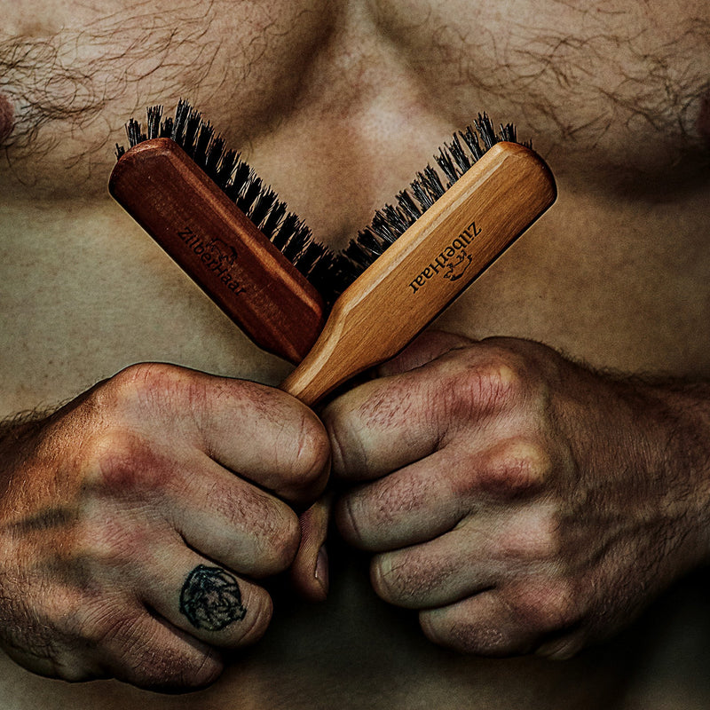 Zilberhaar Beard Brush (Soft Bristles) | 100% wild boar bristles with pear wood | Works With All Beard Balms & Oils | Made in Germany - NewNest Australia