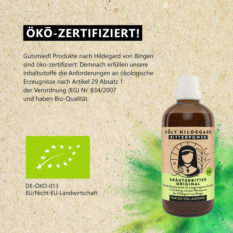Holy Hildegard Bitterpower Herbal Bitter Original - Bitter Substances Made From 9 Exquisite Bitter Herbs According To Hildegard Von Bingen - 100% Natural, Organic & Vegan - Made In Germany (100 Ml) - NewNest Australia