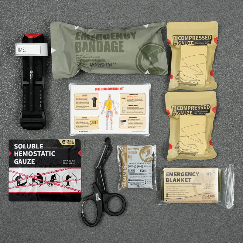 Rhino Rescue Individual Bleeding Control Kit, Ifak Trauma Kit, Military First Aid Refill Kit With Tourniquet, Haemostatic Gauze, 6" Israeli Bandage, 2 Compressed Gauze - NewNest Australia