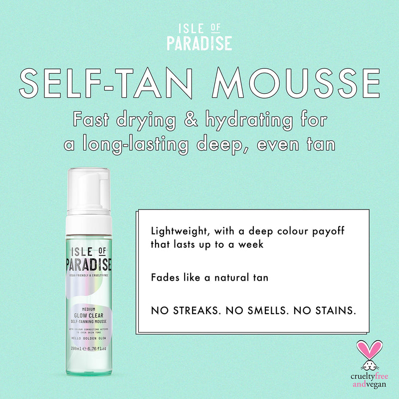 Isle of Paradise Fake Tan Mousse Medium (200 ml) Glow Clear Self Tanning Foam Natural Ingredients & Vegan - NewNest Australia