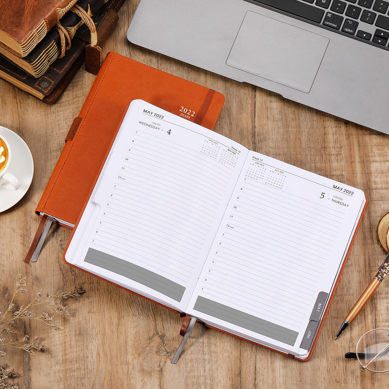 2022 Appointment Book & Planner - Daily Hourly Planner 2022 from Jan 2022 - Dec 2022, 5.75" X 8.25", 60-Minute Interval, Faux Soft Leather Cover, Premium Paper, Pen Loop, Inner Pocket, Brown - NewNest Australia