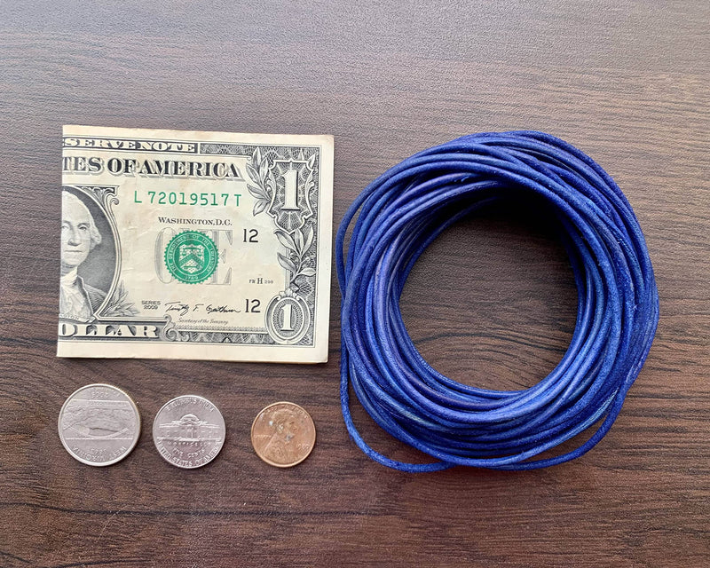 cords craft 3.0mm Genuine Round Leather Cord Leather String Matte Finish for Jewelry Making Bracelet Necklace Beading, 10 Meters / 10.93 Yards, Natural Dye Blue - NewNest Australia