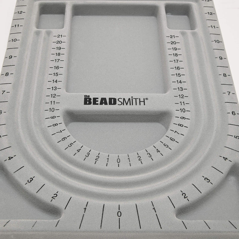 The Beadsmith Bead Board, Grey Flocked, 3 U-Shaped Channels, 6 Recessed Compartments, 9.5 x 13 inches, Design Boards for Creating Bracelets, Necklaces and Other Jewelry 28" - 3 Channel - NewNest Australia