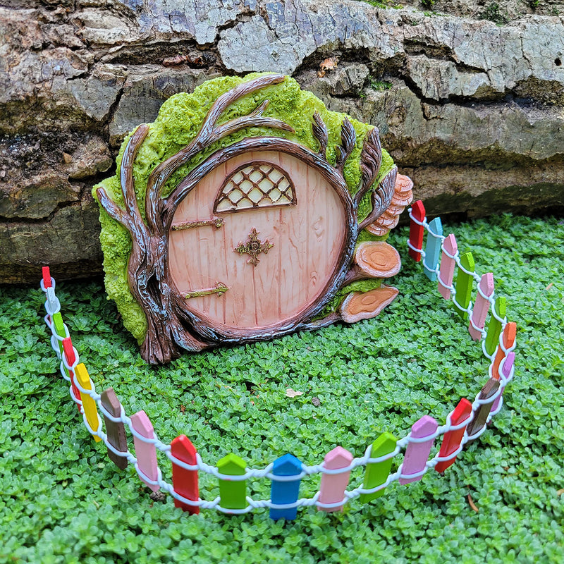 Mokoboho Fairy Garden Door, Resin Miniature 4-inch Round Faux Door for Trees, Gardens, and Terrariums with Moss and Mushroom Accents - NewNest Australia