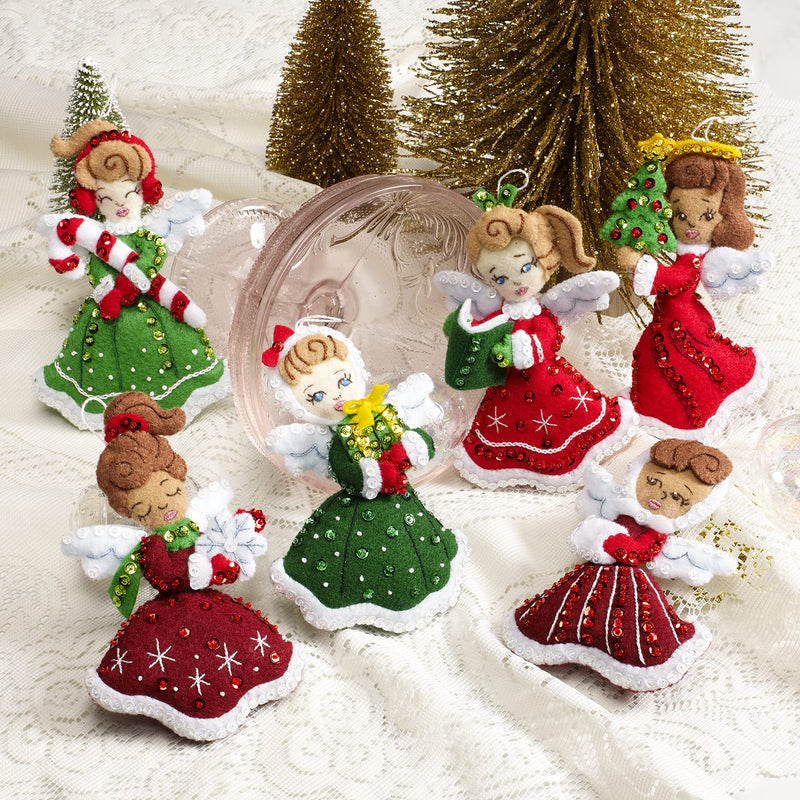 Bucilla Felt Applique Ornament Kit, Christmas Angels Set of 6 Felt Applique Ornament Making Kit, Perfect for DIY Needlepoint Arts and Crafts, 89493E - NewNest Australia