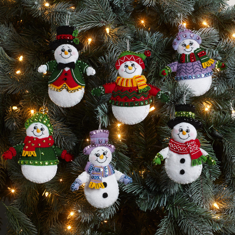 Bucilla, Snow Much Fun Set of 6 Felt Applique Ornament Making Kit, Perfect for DIY Needlepoint Arts and Crafts, 89492E - NewNest Australia