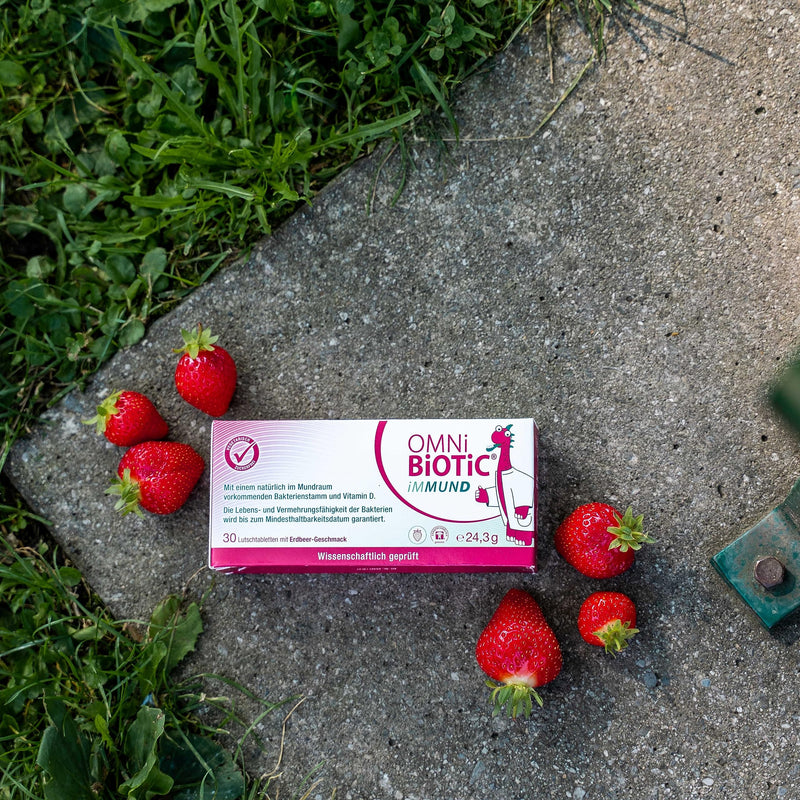 Omni Biotic Immund | 10 Lozenges | 1 Bacterial Strain | 1 Billion Germs Per Lozenge | With Vitamin D | Vegetarian | Sugar Free | For Daily Use | Also For Children | Strawberry Flavor 1 Piece (Pack Of 10) - NewNest Australia
