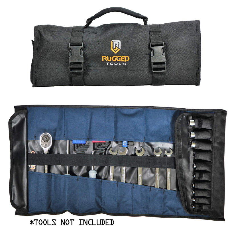 32 Pocket Tool Roll Organizer - Wrench Organizer & Tool Pouch - Wrench Roll Includes Pouches for 10 Sockets - Roll Up Tool Bag for Electrician, HVAC, Plumber, Carpenter or Mechanic - From Rugged Tool - NewNest Australia