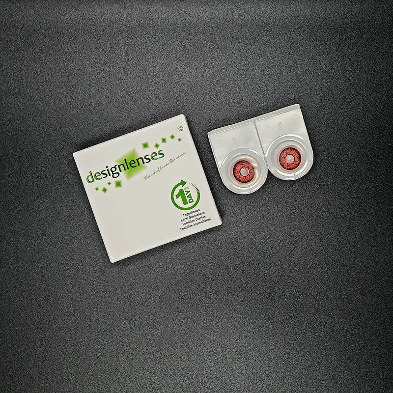 Designlenses, Colored Day Lenses Contact Lenses Red Without Prescription For Halloween Costume As Vampire, Carnival, Devil & Cosplay - 2 Pieces (1 Pair) Red Eye Lenses Colored Lenses - NewNest Australia