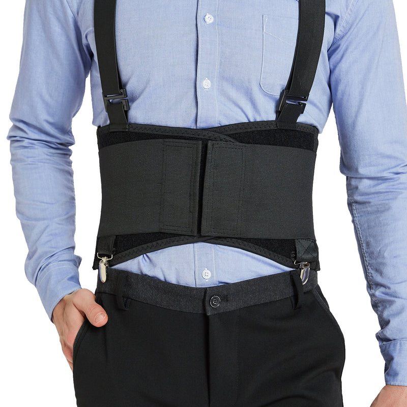 Neotech Care Back Support Belt With Removable Straps And Trouser Clips - Lumbar Support - Adjustable, Lightweight, Breathable - Shoulder Straps - Work - Black (M) - NewNest Australia
