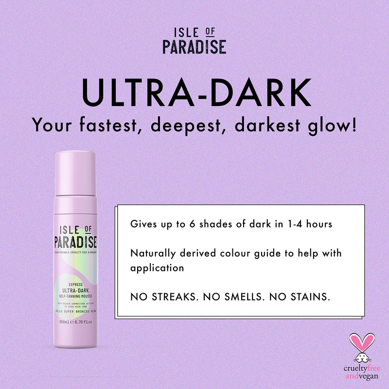 Isle of Paradise Ultra Dark Fake Tan Mousse (200 ml) Express Extra Bronzed Self Tanning Foam Natural Ingredients & Vegan,extra dark - NewNest Australia