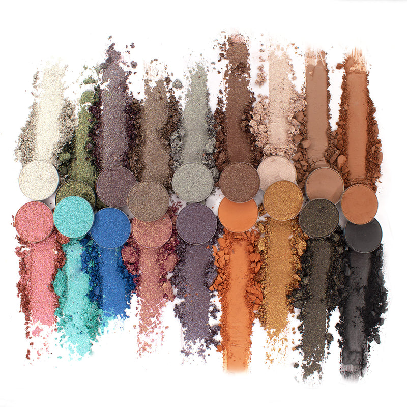 OH MY GLAM BLOW Eyeshadow Palette with Brush 18 Colours Matte Frosty Shimmer Glitter Set Greens Blues Whites Oranges Browns Powder Pigmented Make Up Kit - NewNest Australia