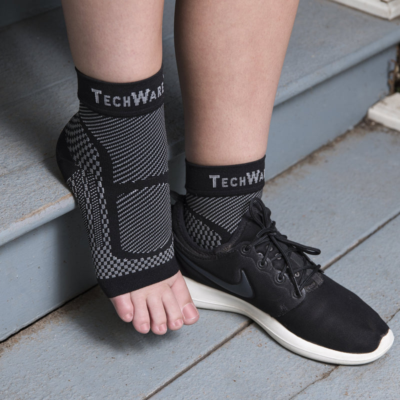 TechWare Pro Ankle Brace Compression Sleeve - Relieves Achilles Tendonitis, Joint Pain. Plantar Fasciitis Sock with Foot Arch Support Reduces Swelling & Heel Spur Pain. Injury Recovery for Sports Black L / XL (see size chart) - NewNest Australia