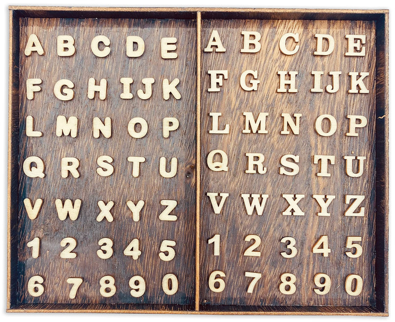 592 Pieces 1/2 Inch Mini Wooden Alphabet Letters and Unfinished Wood Numbers with Rustic Storage Tray for Scrapbooking DIY Crafts Homemade Gifts - NewNest Australia