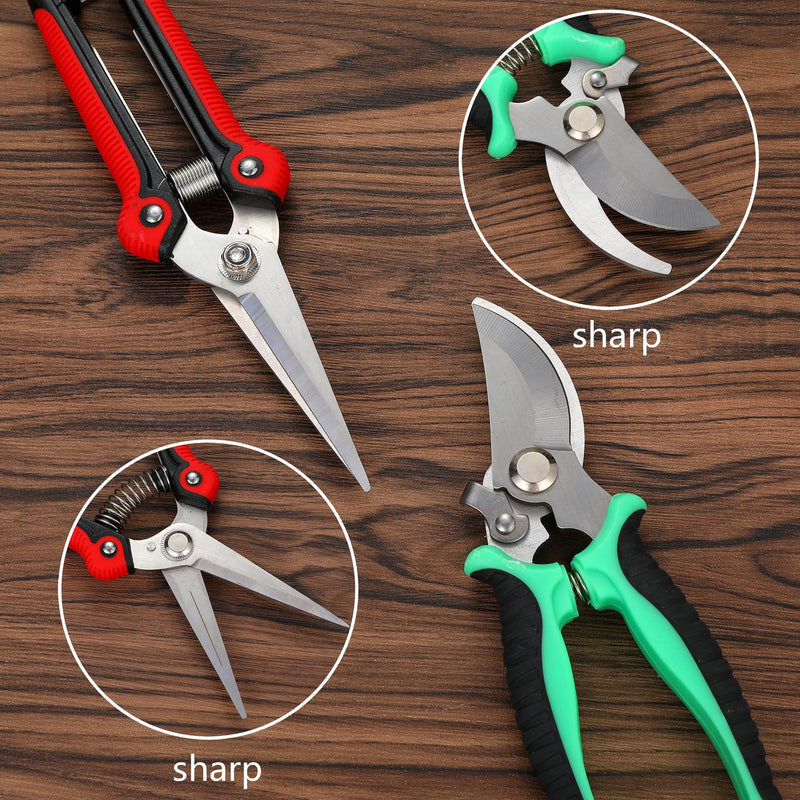 5 pack Garden Pruning Shears Stainless Steel Blades, Handheld Scissors Set with Gardening Gloves,Heavy Duty Garden Bypass Pruning Shears ,Tree Trimmers Secateurs, Hand Pruner - NewNest Australia