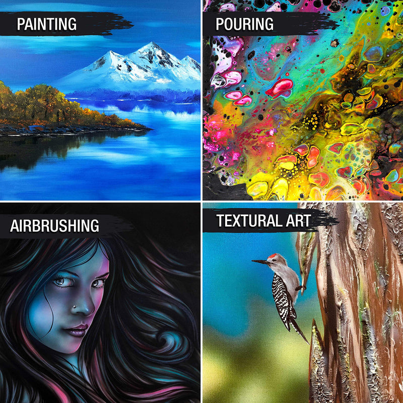 U.S. Art Supply 4" x 4" Gallery Depth 1-1/2" Profile Stretched Canvas 5-Pack - Acrylic Gesso Triple Primed 12-Ounce 100% Cotton Acid-Free Back Stapled Pouring Art 4" x 4" - NewNest Australia